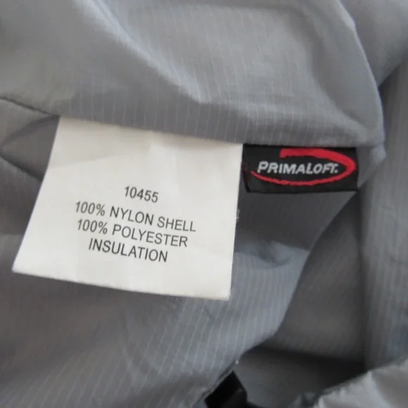 Filson Mens Light Grey Vest Size Large Nylon Primaloft Pockets Waist Drawcord - Picture 9 of 10